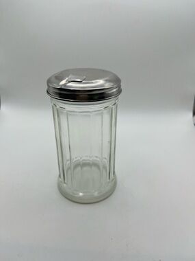 Vintage Halco Stainless Steel Lid Glass Sugar Shaker - Clear